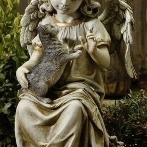 16 Angel With Kitten Angel Statues Garden Angels Statue