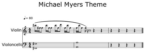 Michael Myers Theme Sheet Music For Violin Cello