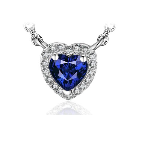 Heart Shaped Sapphire Necklace Sapphire Heart Pendant Necklace
