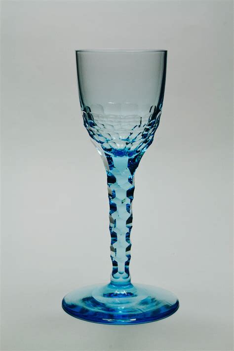 Sky Blue Facet Stem Wine Glass Made By J Powell And Sons Whitefriars Glass London Similar