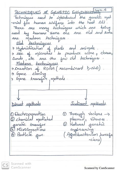 Biotechnology Principles And Process Handwritten Notes For 12th Biology