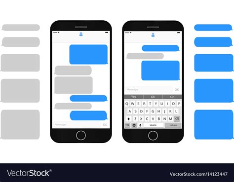 I need to download text messages & pics from my old phone, a palm treo 700. Text message boxes on smartphone screen Royalty Free Vector