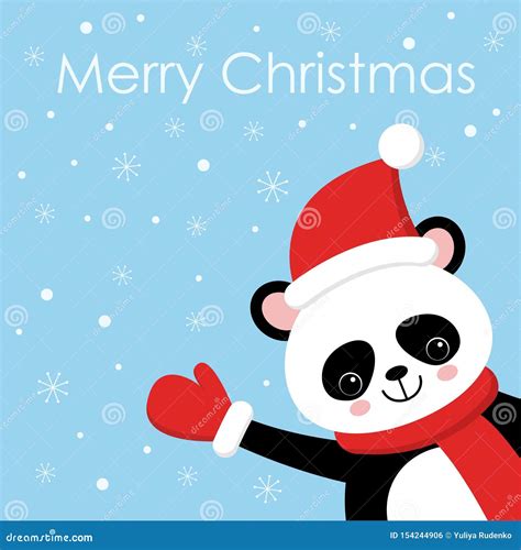 Funny And Cute Panda Wearing Santa S Hat For Christmas And Smiling