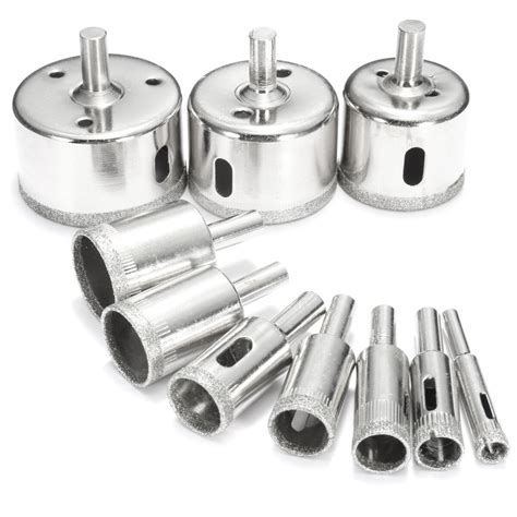 10pcs diamond hole saw set tile ceramic glass porcelain marble 8mm-50mm