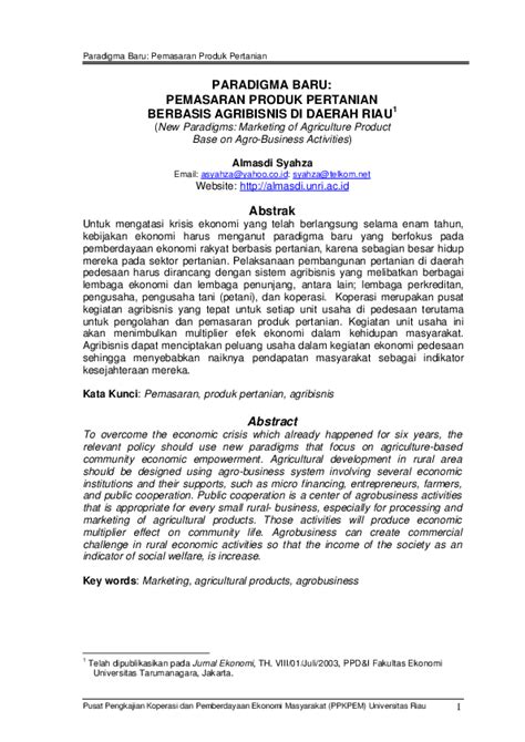 Maybe you would like to learn more about one of these? (PDF) Paradigma Baru Pemasaran Produk Pertanian Berbasis ...