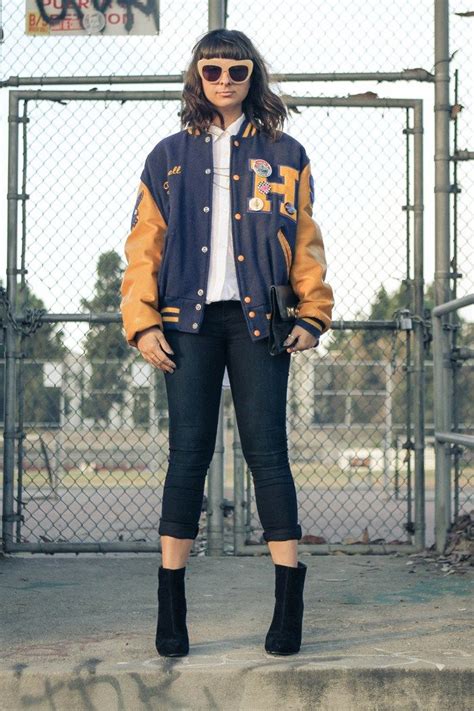 How To Look Stylish In A Varsity Jacket Stylecaster Hipster Mode Hipster Fashion Look