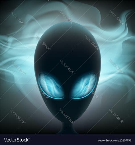 Alien Head With Glowing Eyes On A Dark Background Vector Image