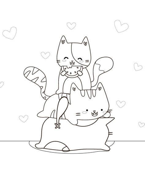 Dessin coloriage chat kawaii gratuit  Coloring pages, Adult coloring