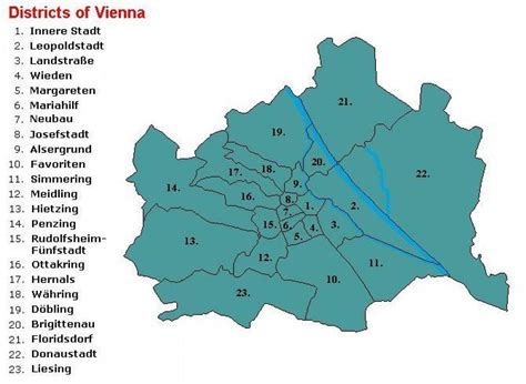 Vienne Quartiers De La Carte Wien Districts De La Carte Autriche