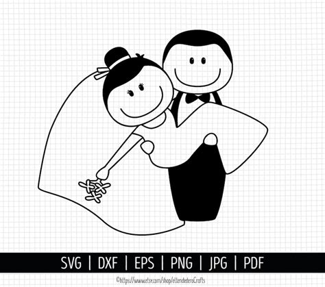 Wedding Stick Figure Svg Bride And Groom Cut Files Cute Etsy Israel