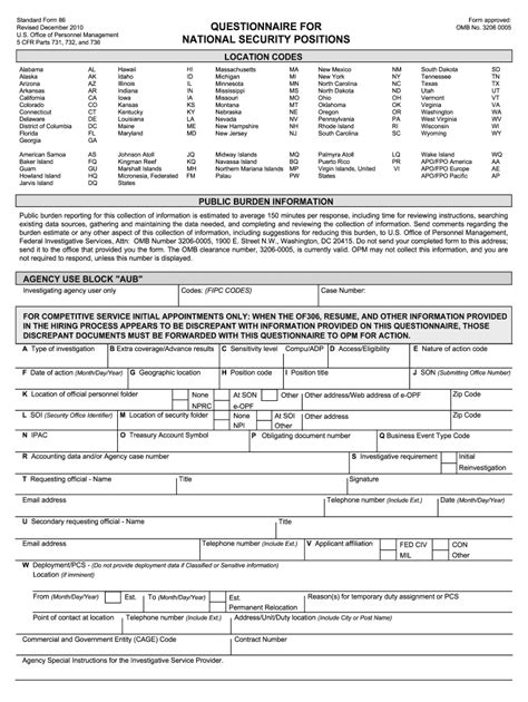 Sf 86 Fillable Form Printable Forms Free Online