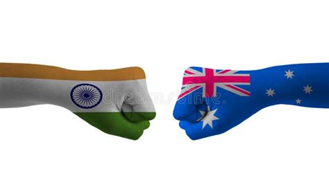 India Vs Australia Hand Flag Man Hands Patterned With The India Vs