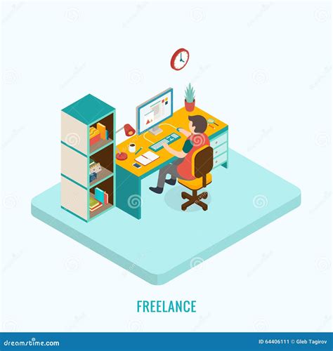 Freelancer At Work Stock Vector Illustration Of Freelancer 64406111