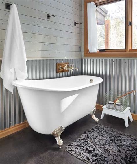 Metal shingles and wall tiles are also increasing in popularity as they can mimic shingles, brick veneers and design patterns that perhaps only metal. 20 Budget-Friendly Bath Ideas | Barn bathroom, Rustic ...
