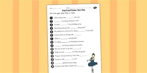 Using Personal Pronouns They Or Them Worksheet