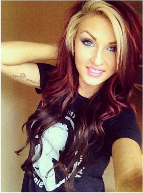 If you feel like you and your hair need a lift, you can try a sunkissed look like this one. Black Red Hair with Blonde Bangs - Blonde Hair Colors ...