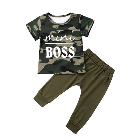 Casual Newborn Toddler Baby Kid Boys Tops T Shirt Pants Camo Outfits