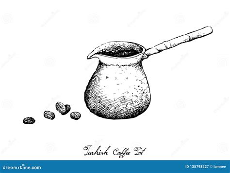 Hand Drawn Of Traditional Turkish Coffee Pot Stock Vector