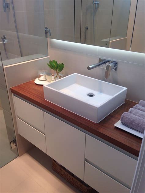 It will determine the appearance of a bathroom of any size, offering additional storage, countertop space, personality and a lot more. Ensuite bathroom with reclaimed timber vanity top and ...