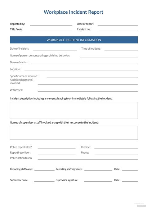 Workplace Incident Report Template In Microsoft Word Pdf