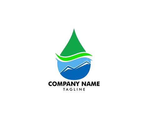 Natural Mountain Spring Water Logo Design Nature Element Aqua Vector
