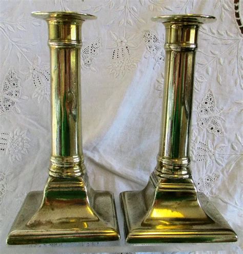 Pair Of Antique English Georgian Brass Candlesticks Applecross Antiques