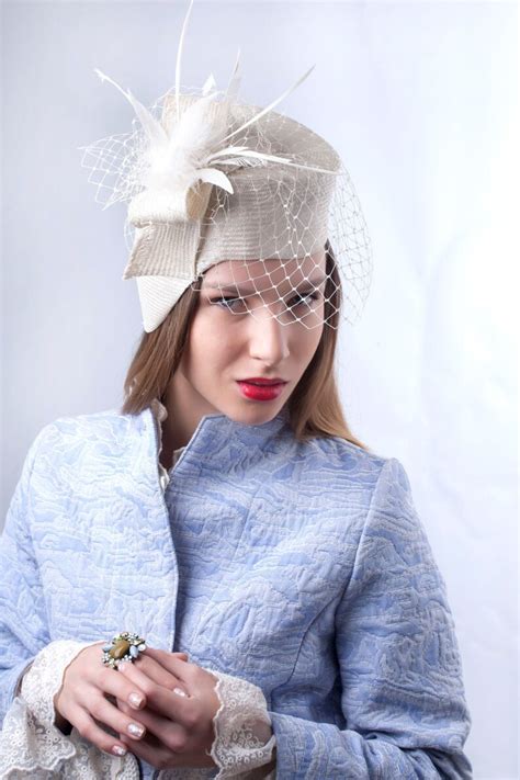 Elegant Ivory Pillbox Veiled Bridal Hat Tea Party Pillbox Etsy