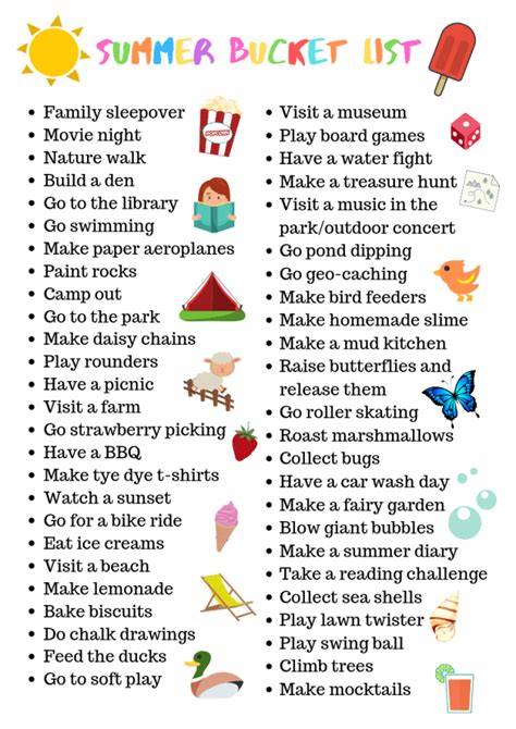 Summer Bucket List + free Printable - Serenity You