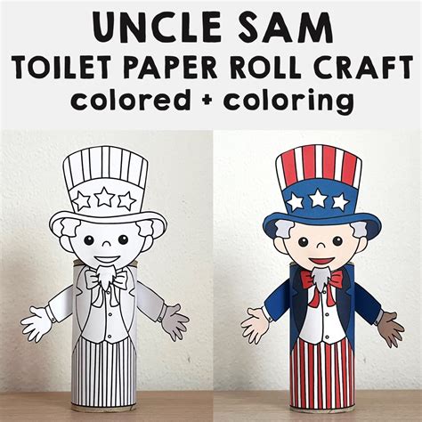 Uncle Sam Toilet Paper Craft Printable 4th Of July Coloring Activity