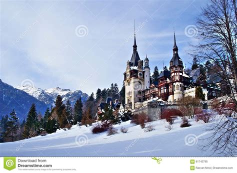 Landscape View Of The Peles Castle In Sinaia Romania And The