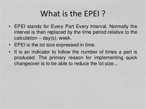 Epei Every Part Every Interval
