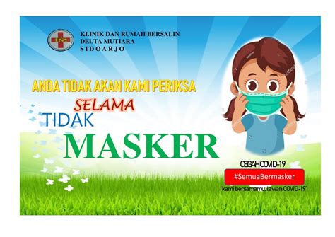 Sticker sign new normal area wajib protokol covid19 cuci tangan masker. Klinik dan RB Delta Mutiara