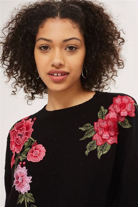 Stitchy Patch Embroidered Jumper Topshop Outfit Cropped Jumper Topshop