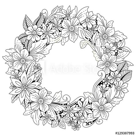 Hyacint knutselen woordkaarten lente voorjaar nederlandse woordenschat. "Wreath of flowers and leaves, floral frame, doodle art ...