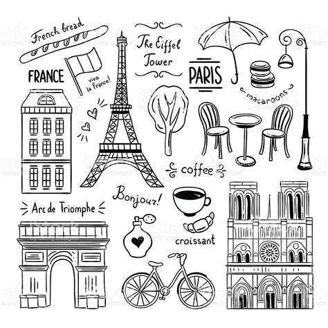 Paris Hand Drawn Clipart Illustrations Of France And Paris Doodle