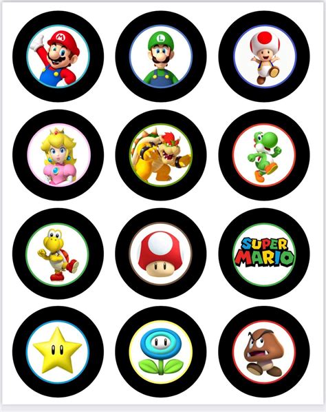 Super Mario Bros Cupcake Toppers Pdf Instant Download Printable