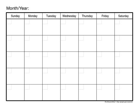 1 Calendar Month Example Calendar Printable