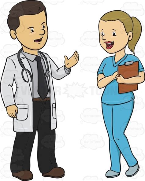 Male Doctor Speaking To A Female Nurse Nurse Drawing Nurse Cartoon