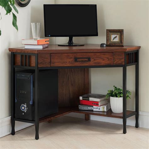 Ironcraft 48 Inch Wide Mission Oak Corner Computer Writing Desk In 2020
