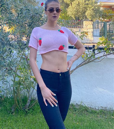Pink Knit Summer Sexy Underboob Strawberry Crop Top Cotton - Etsy