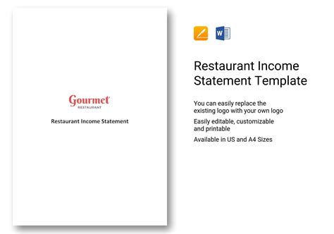Restaurant Income Statement Template In Word Apple Pages