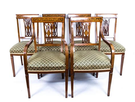 Find upholstered dining room chairs, wood dining room chairs and more to outfit any space designated for a good meal, be it in your home or in the great outdoors. Antique Set of Six Edwardian Inlaid Mahogany Dining Chairs ...