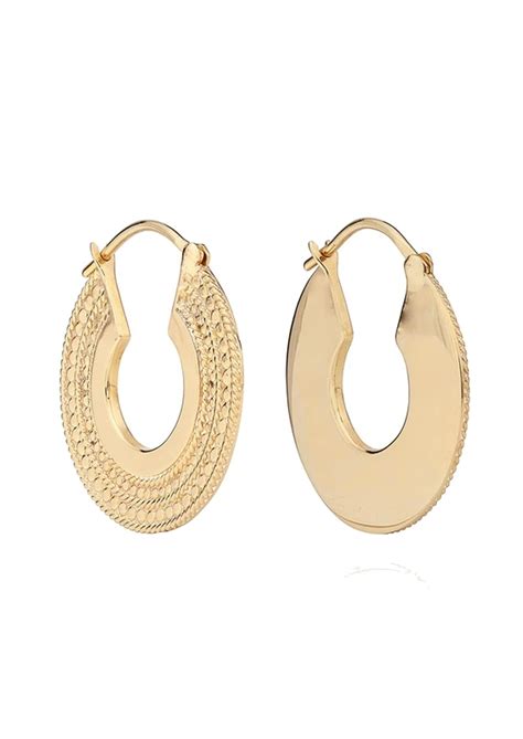 Anna Beck Medium Smooth And Dotted Hoop Earrings Gold