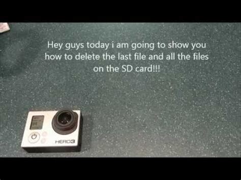 Make sure that you have backed up your data elsewhere. How to delete all the files on the SD card from the GoPro ...
