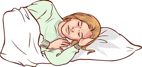 Young Woman Sleeping In Her Bed Pop Art Style Vector Illustration