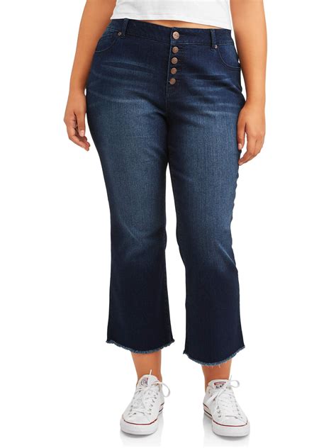 a3 denim women s plus size repreve wide leg crop with exposed buttons