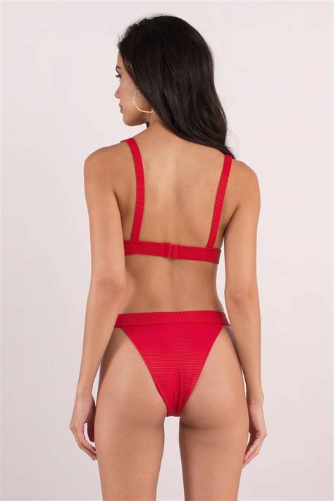 Tobi Bikinis Womens Mutual Attraction Red Ribbed Bikini Bottom Red Theipodteacher
