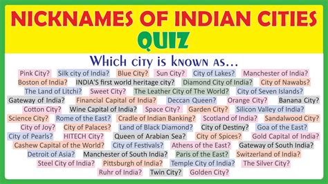 Nicknames Of Indian Cities Quiz Guess The Name Of The City From Its