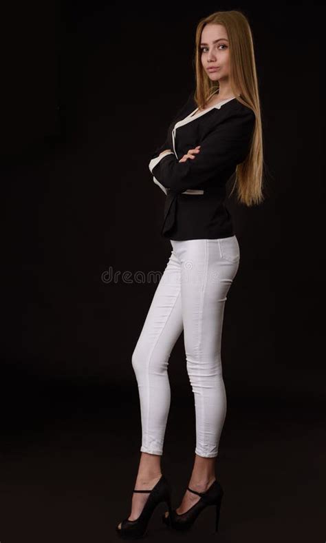 Full Body Portrait Of A Beautiful Young Woman Stock Photo Image Of