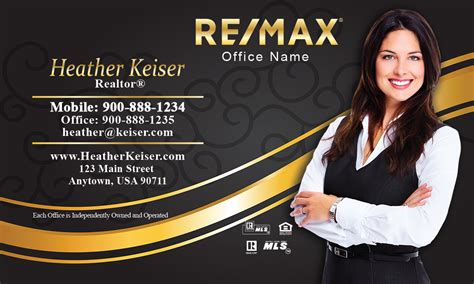 Custom designed re/max business cards are the only way to stop looking average and really look professional at an affordable price. Black and Gold Remax Business Card with Photo - Design #101111